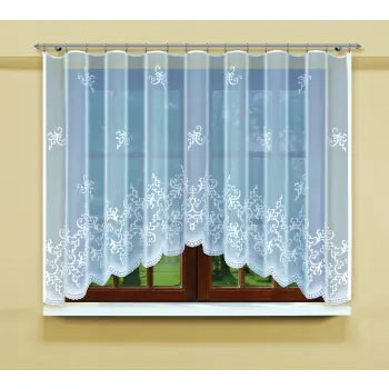 Biała gotowa żakardowa firanka z taśmą 140x450cm